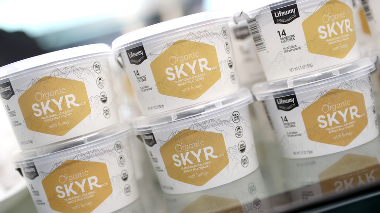 Icelandic skyr for sale in a store