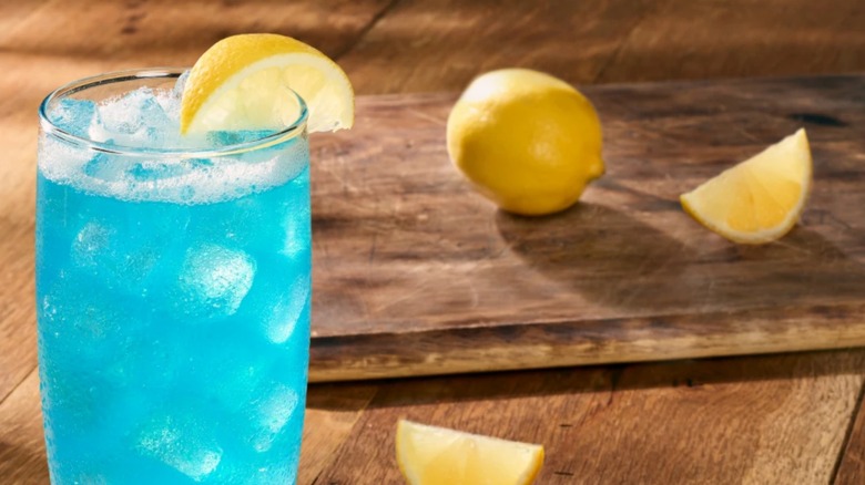Blue Amalfi cocktail with lemon