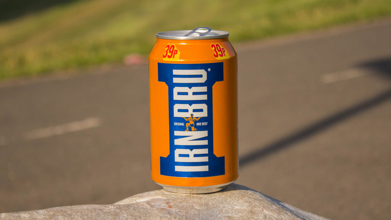 A can of Irn-Bru on a ledge