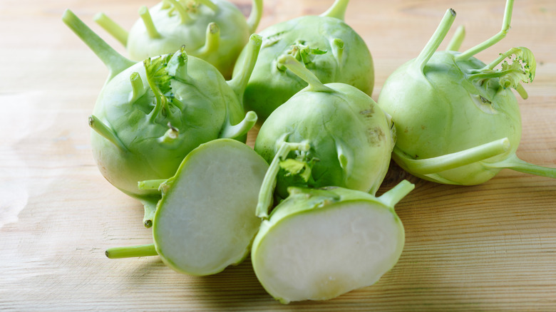 kohlrabi on cutting board