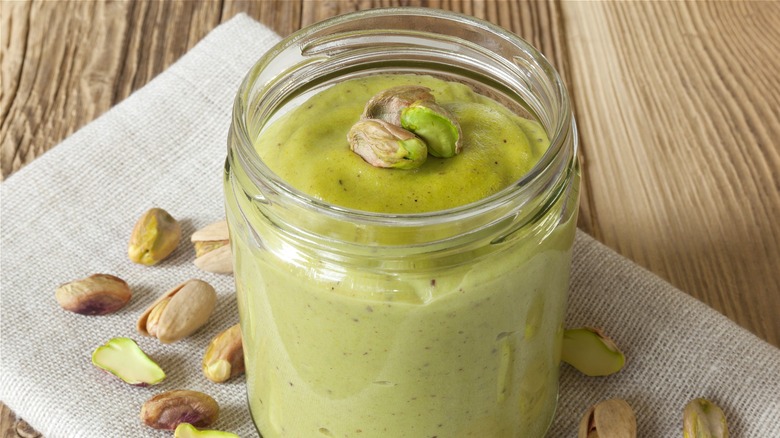 Jar of pistachio cream 