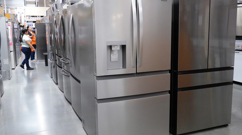 Refrigerators inside a Home Depot