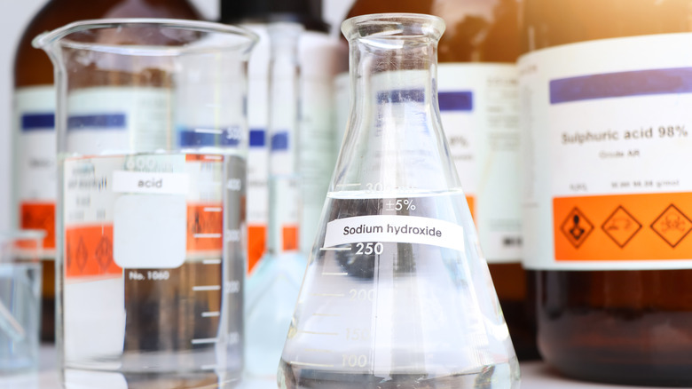 Jar of lye, or sodium hydroxide