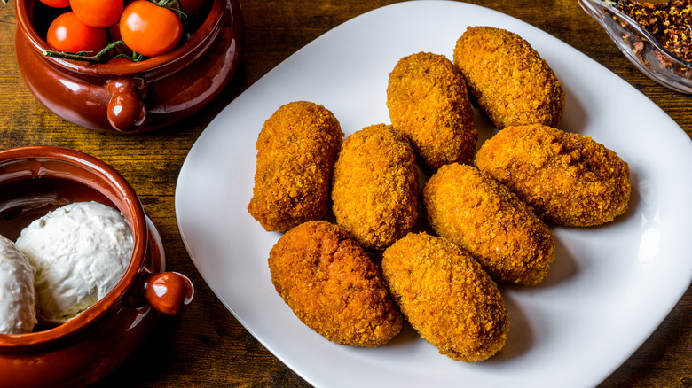 Roman suppli on white plate