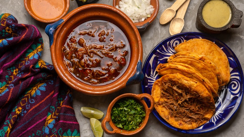 birria stew and tacos