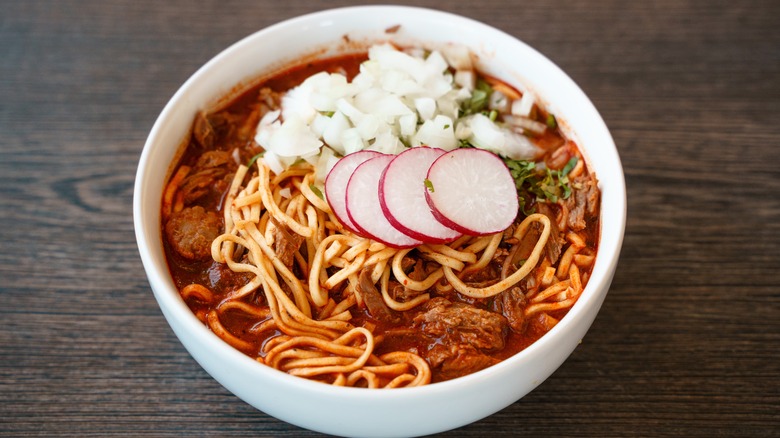 Birria ramen noodle bowl