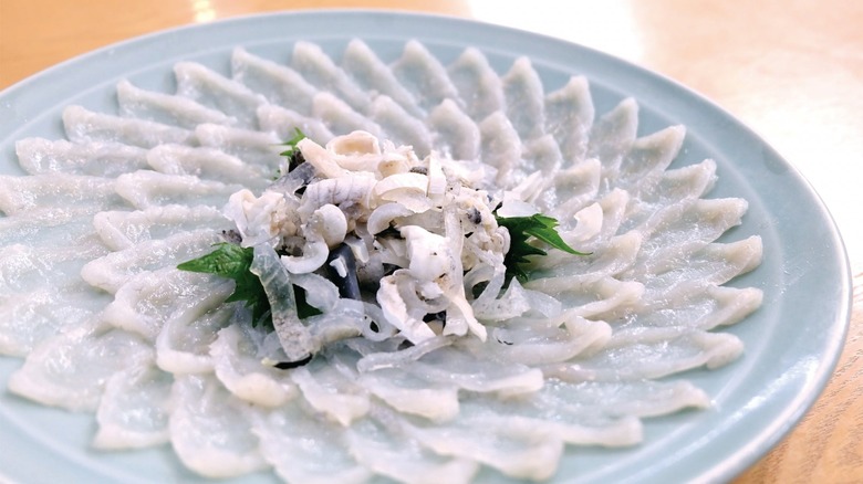 plate of fugu sashimi
