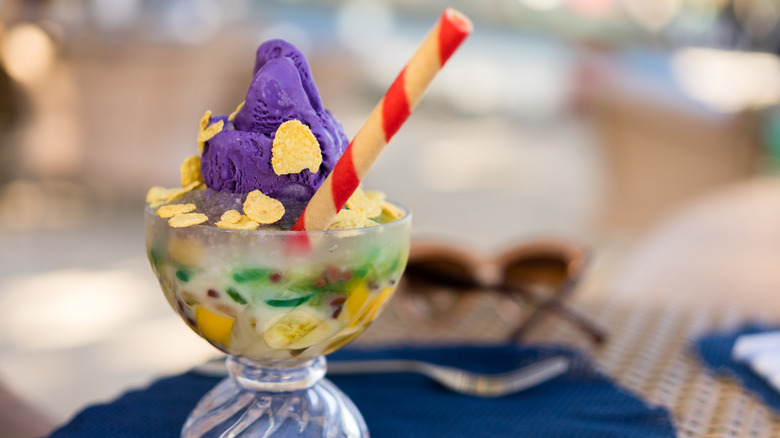 Filipino Halo-halo dessert filling glass