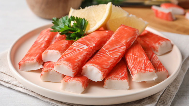 Imitation crab sticks with lemon