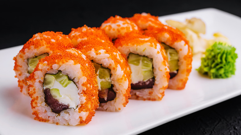 sushi rolls with masago