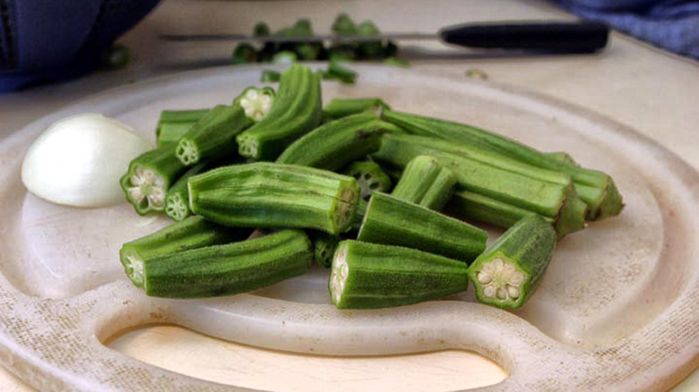 okra on cutting board