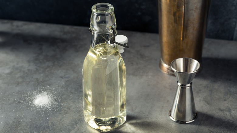Simple syrup in glass container
