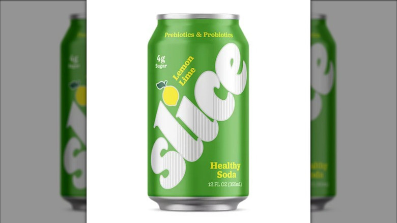A can of Slice lemon-lime soda on a white background