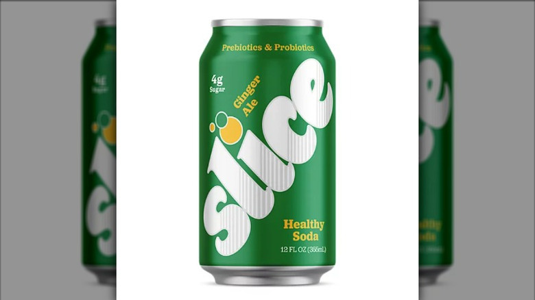 A can of Slice ginger ale on a white background