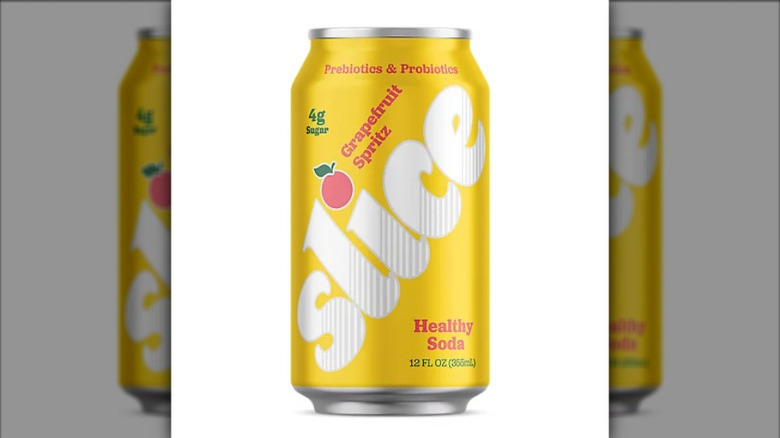 A can of Slice grapefruit spritz on a white background
