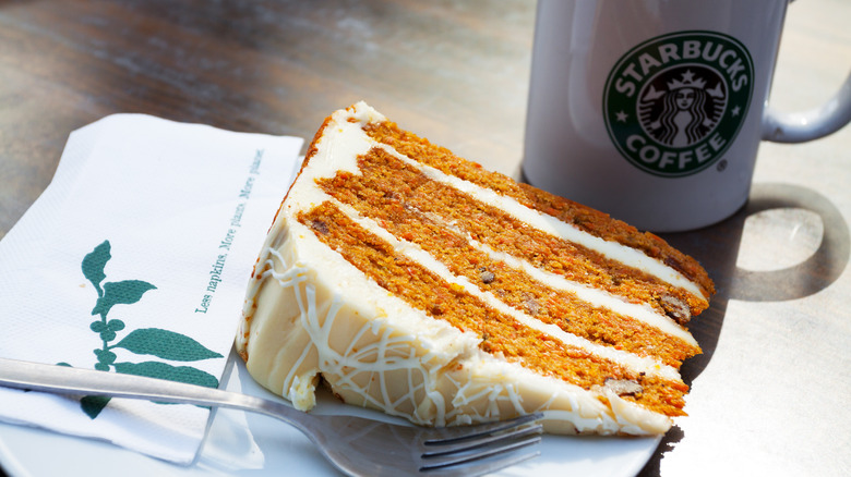 Starbucks coffee and cake