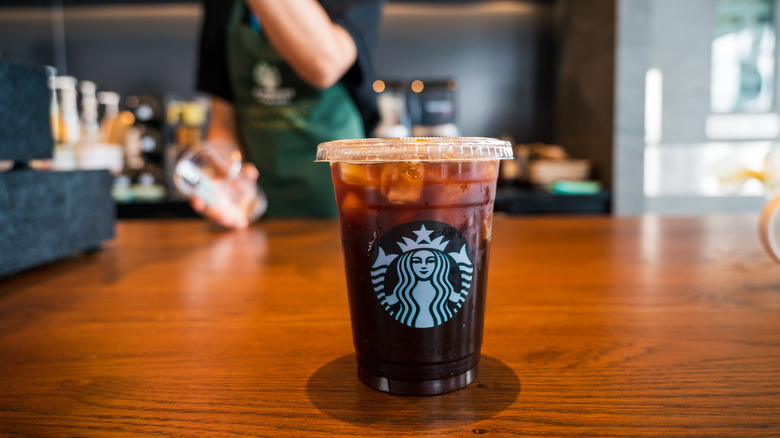 Starbucks iced coffee on counter