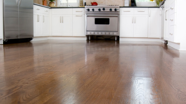 Close-up of wooden kitchen floor