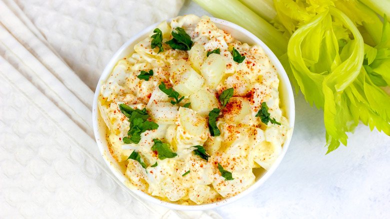 Amish potato salad with boiled eggs