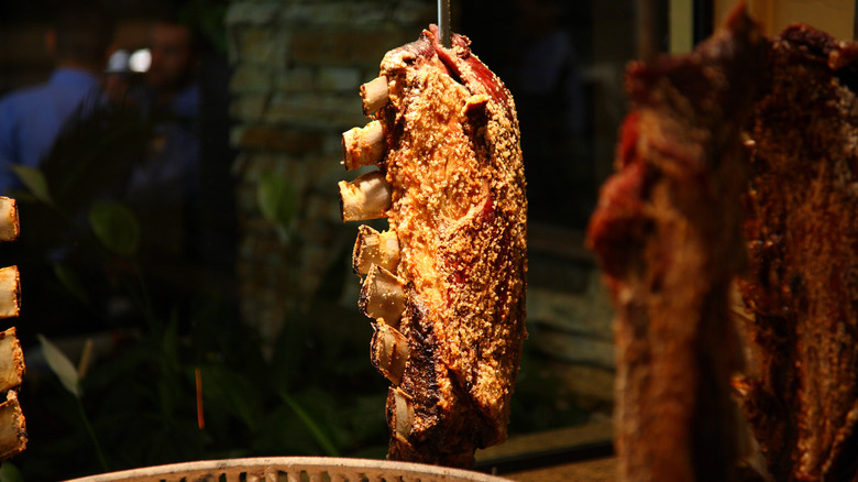 Skewer of meat at Brazilian restaurant