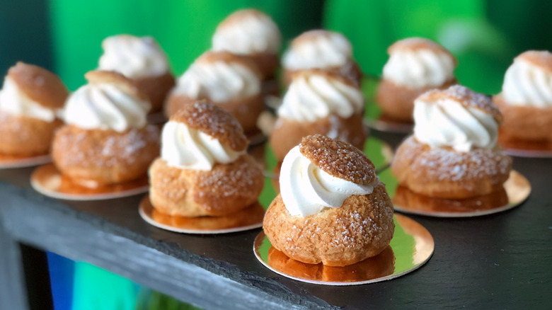 shu cream pastries on plate