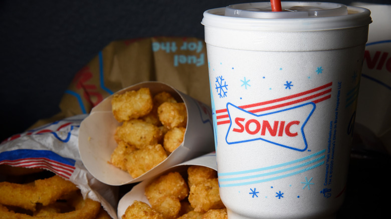 Sonic drink and tater tots
