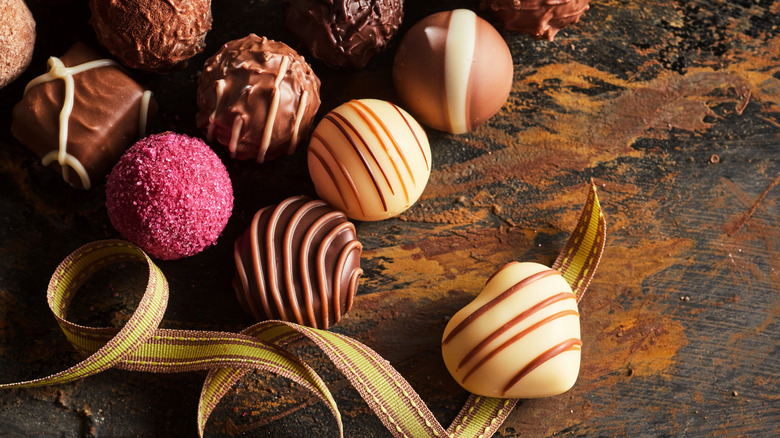 A selection of assorted chocolate truffles
