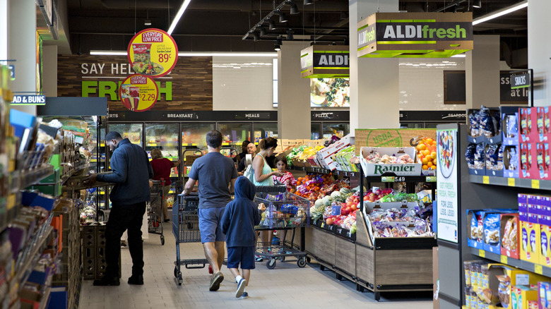 Customers shopping at Aldi