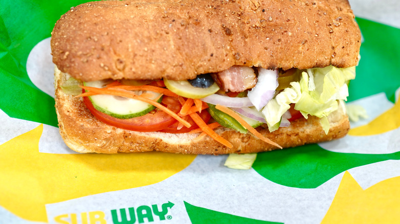 Subway sandwich with veggies