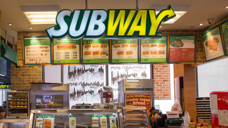 Subway restaurant counter