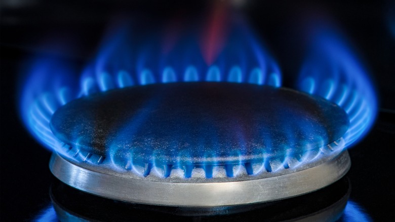Blue flames of gas stove