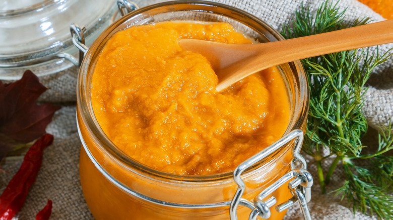 Pumpkin puree in jar