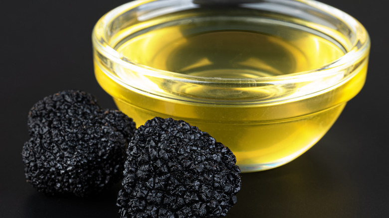 Truffles next to oil