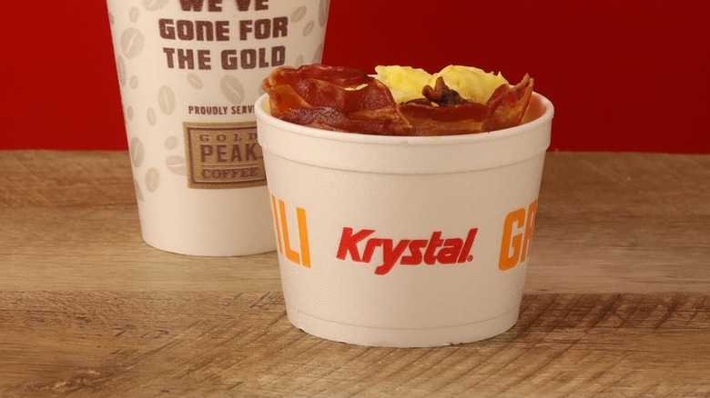 Krystal breakfast scrambler with coffee