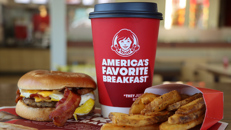Wendy's breakfast sandwiches and coffee