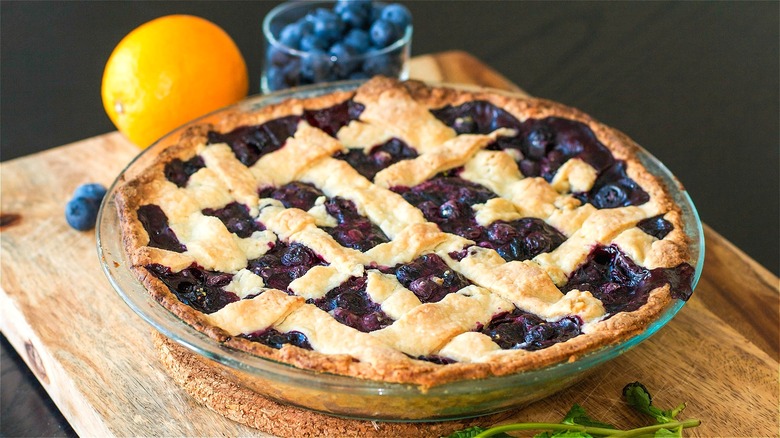 Lattice blueberry pie with orange 