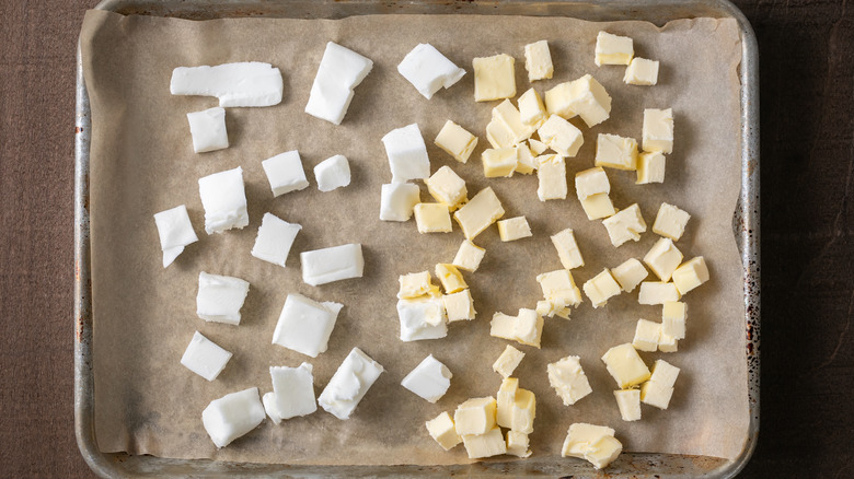 Vegetable shortening and butter cubes 