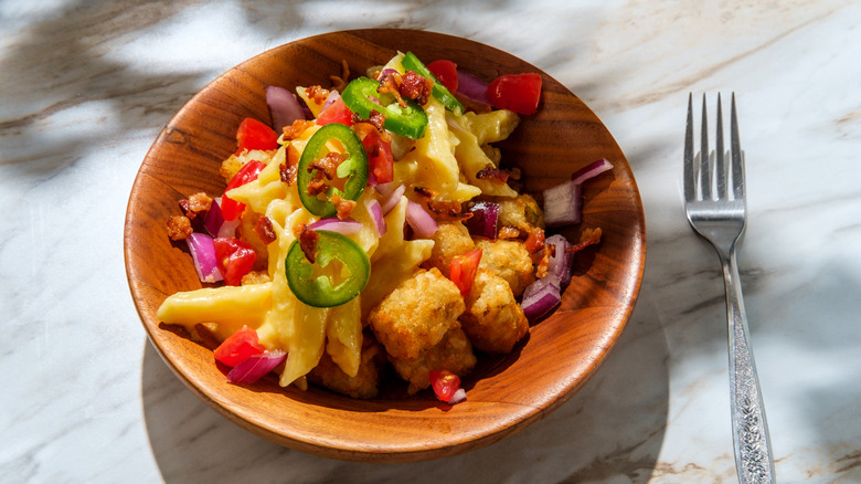 Tater tot casserole in bowl