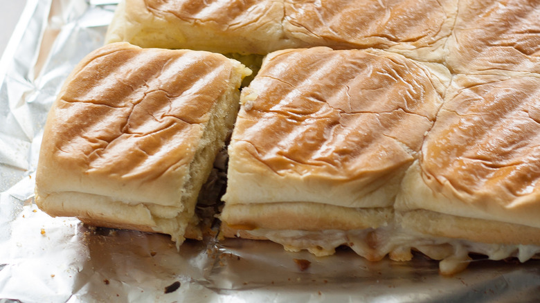 Cuban pork sliders on foil