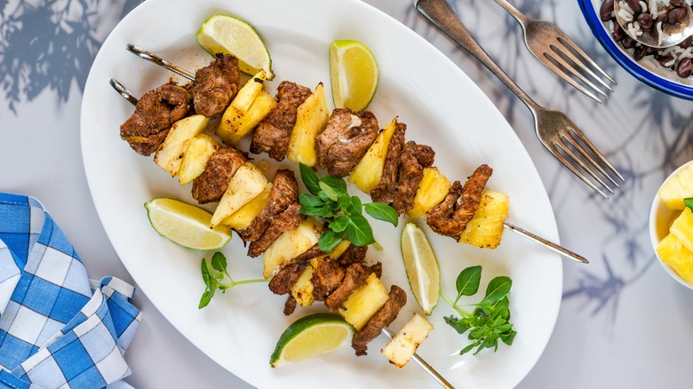 Pork and pineapple skewers