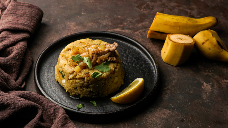 Pork mofongo and plantains