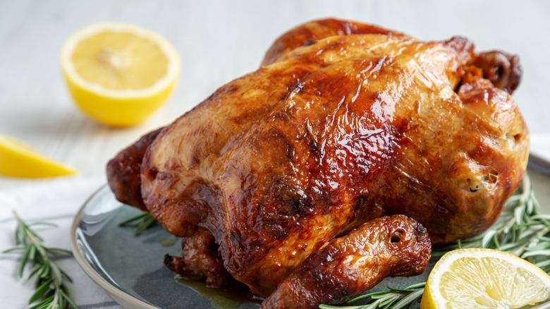 Rotisserie chicken with lemon and rosemary