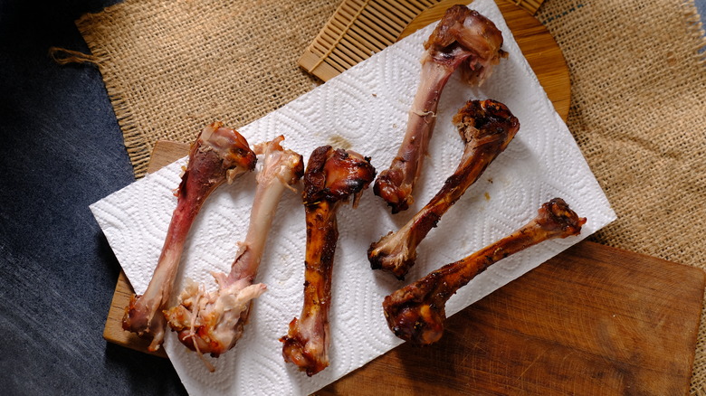 chicken bones on a napkin