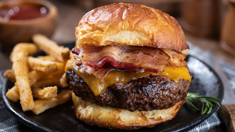Gourmet bacon cheese burger