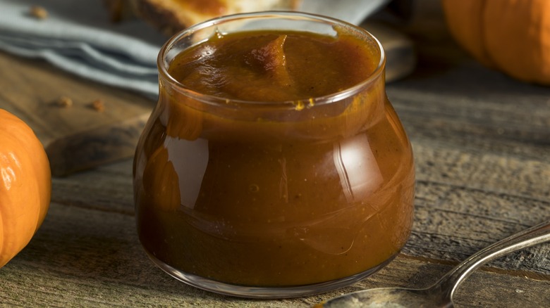 A jar of pumpkin butter