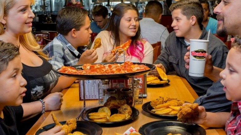 People at a Shakey's Pizza