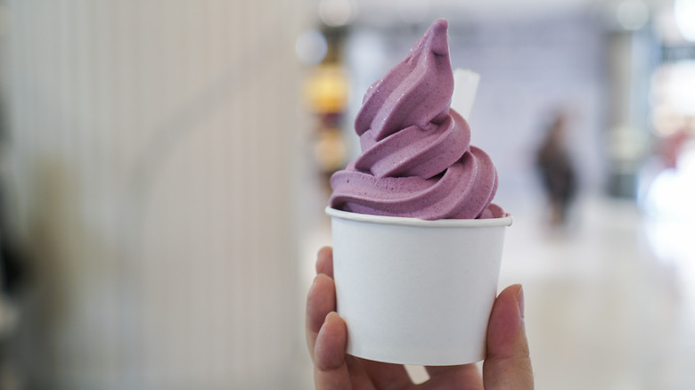 cup of purple soft serve ice cream