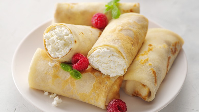 cheese rolls with raspberries