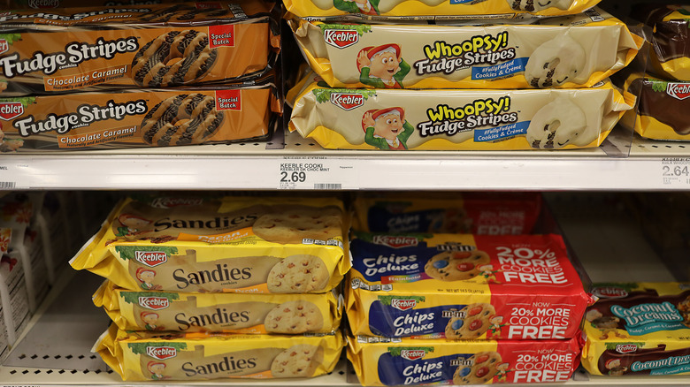 Some of Kellogg's Keebler brand cookies are seen for sale on a store shelf