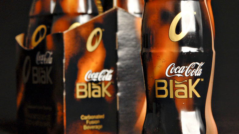 coca-cola blak bottles close-up
